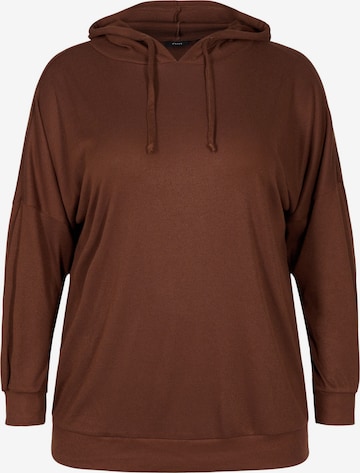 Zizzi Sweatshirt 'MRIKA' in Brown: front