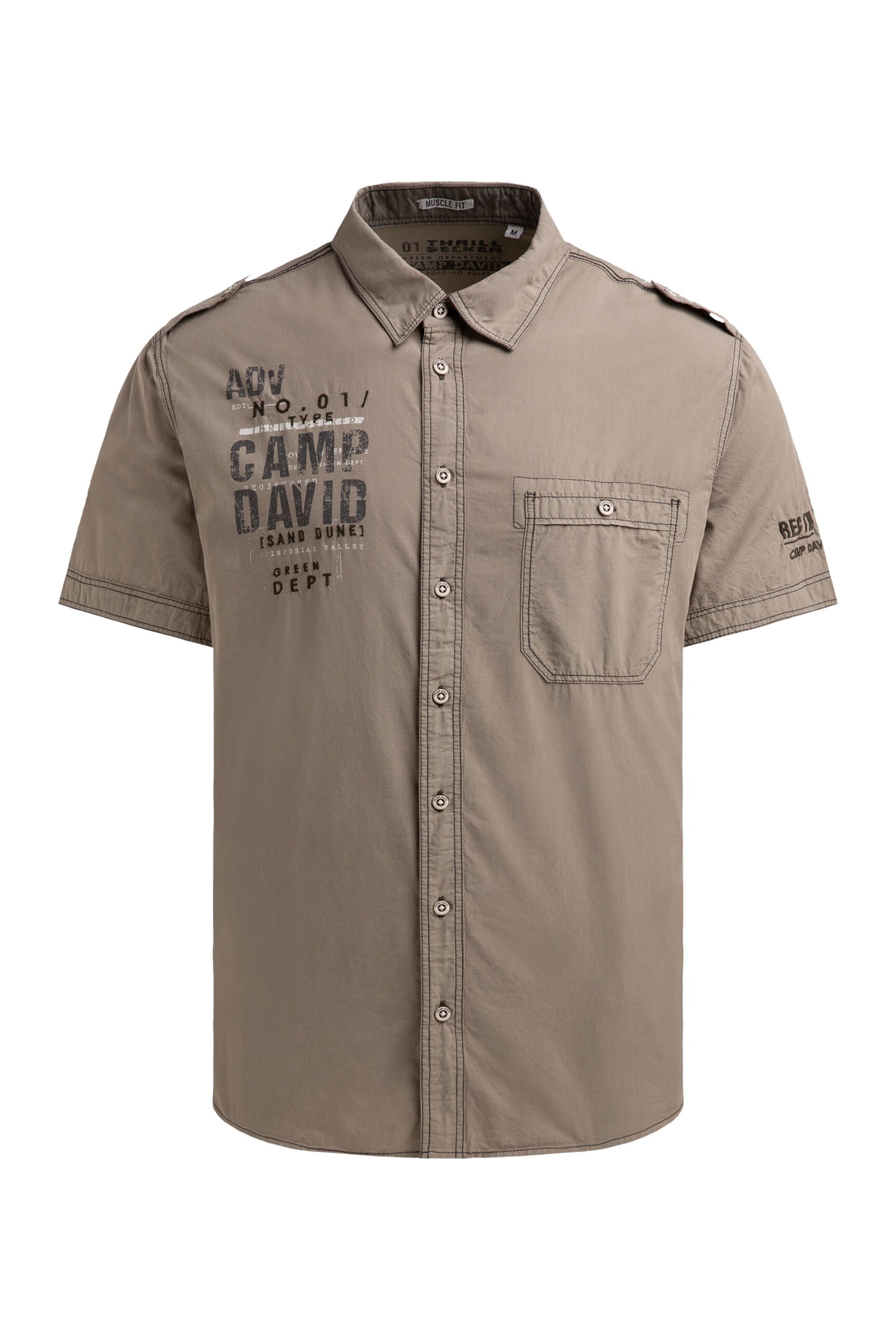 CAMP DAVID Slim fit Button Up Shirt in Brown: front