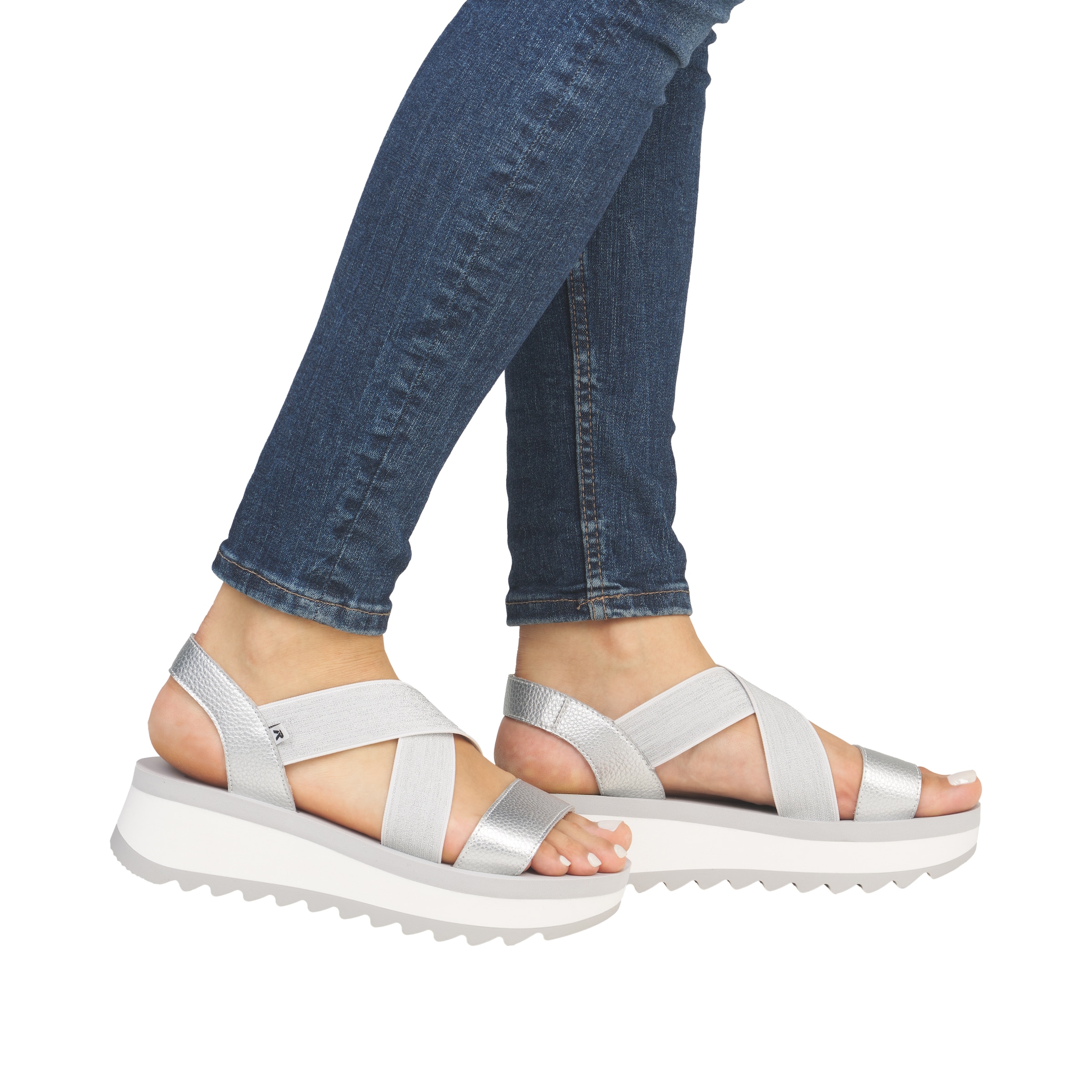 Sandales à lanières 'W3053' Rieker Sport en argent