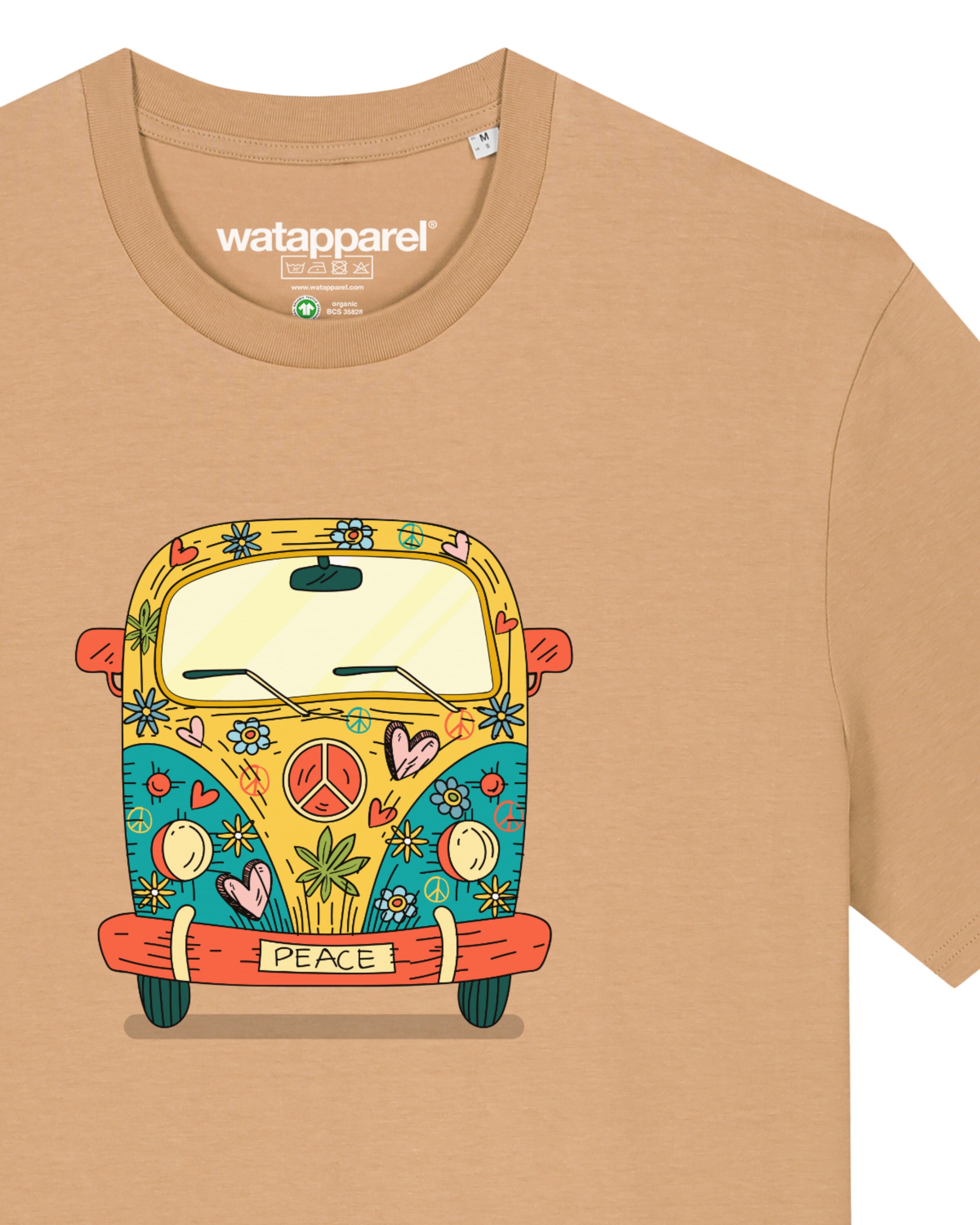 Watapparel Shirt ' Hippies Bus ' in Beige