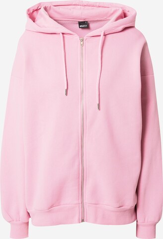 Gina Tricot Zip-Up Hoodie in Pink: front