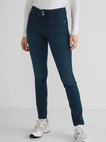 STREET ONE Slimfit Jeans 'York' in Blauw: voorkant