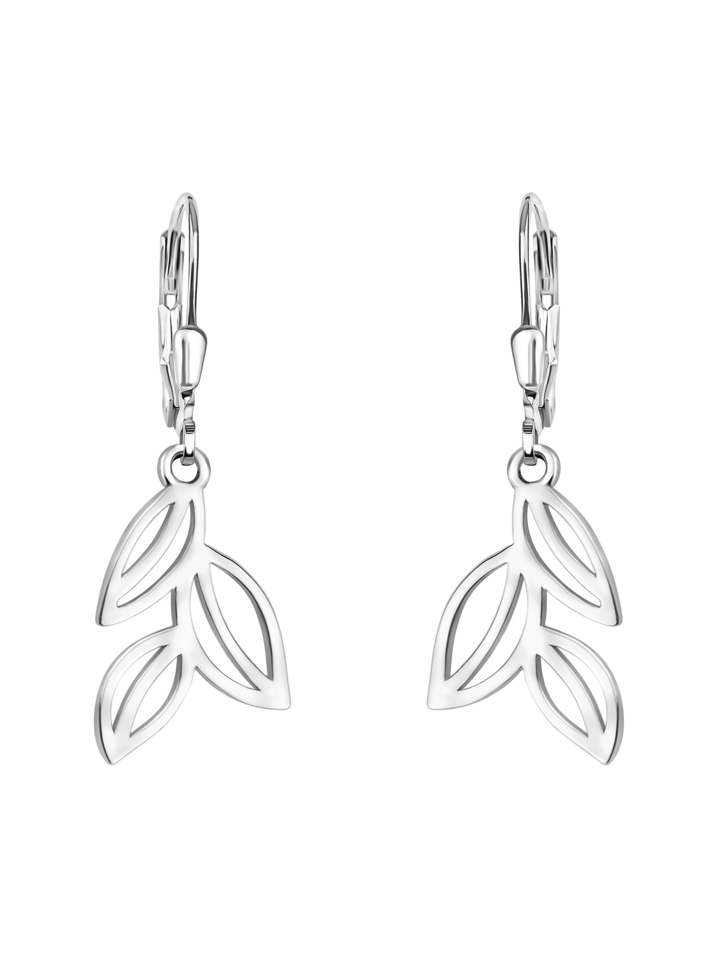 Sofia Milani Ohrringe 'Leaf'‌‌‌‌‌‌‌‌‌ in Silber: Vorderseite