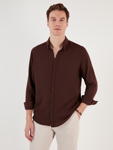 Buratti Regular fit Button Up Shirt in Brown: front