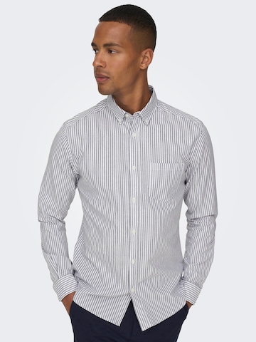 Only & Sons Regular fit Button Up Shirt 'Alvaro' in Grey