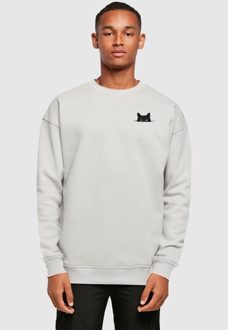 Merchcode Sweatshirt 'Halloween - Cat' in Grey: front
