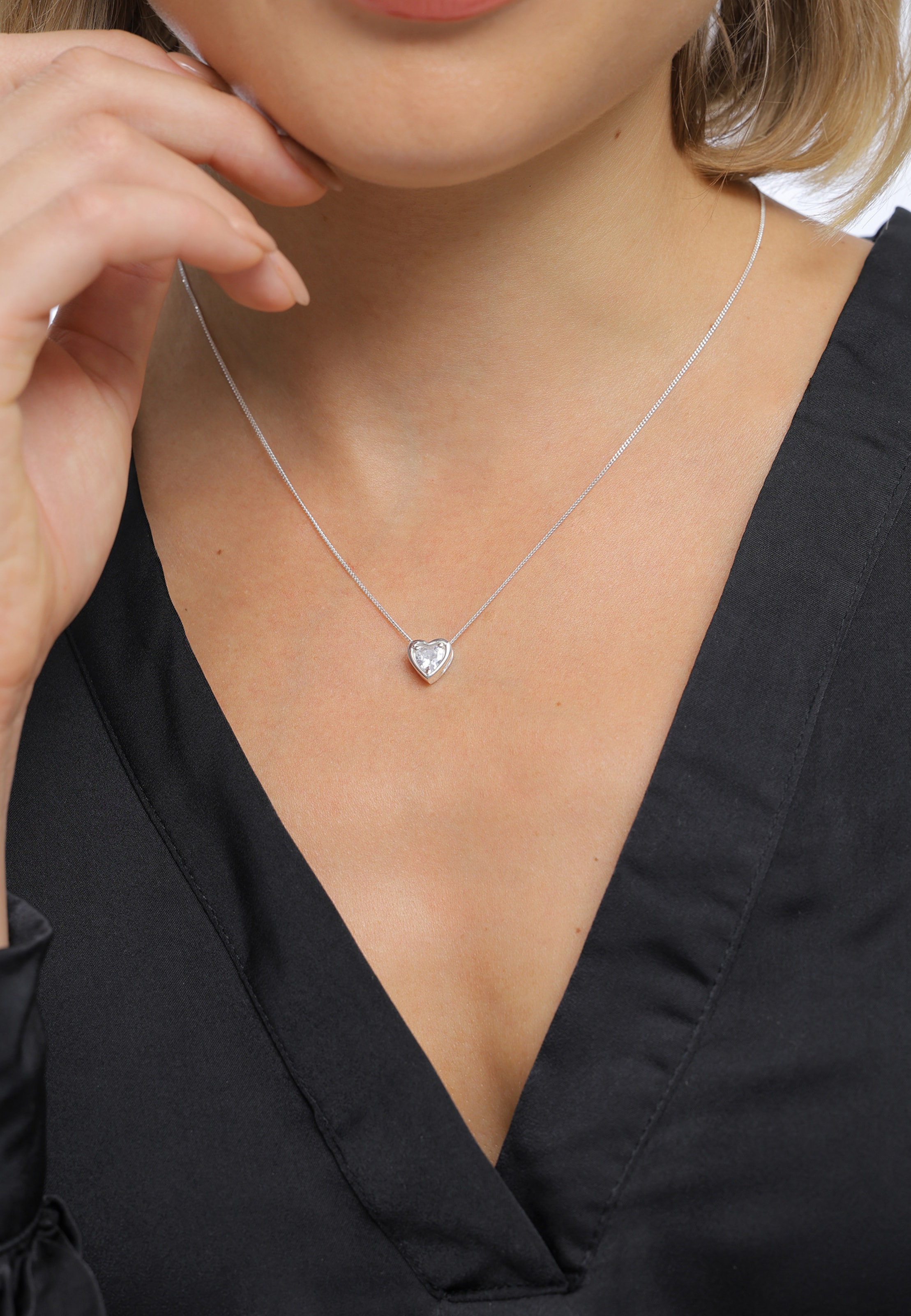 ELLI Lánc 'Herz' - ezüst: elől