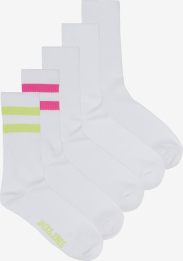 JACK & JONES Chaussettes 'CONTRA' en vert clair / rose néon / blanc, Vue avec produit