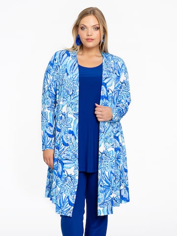 Yoek Knit Cardigan in Blue: front