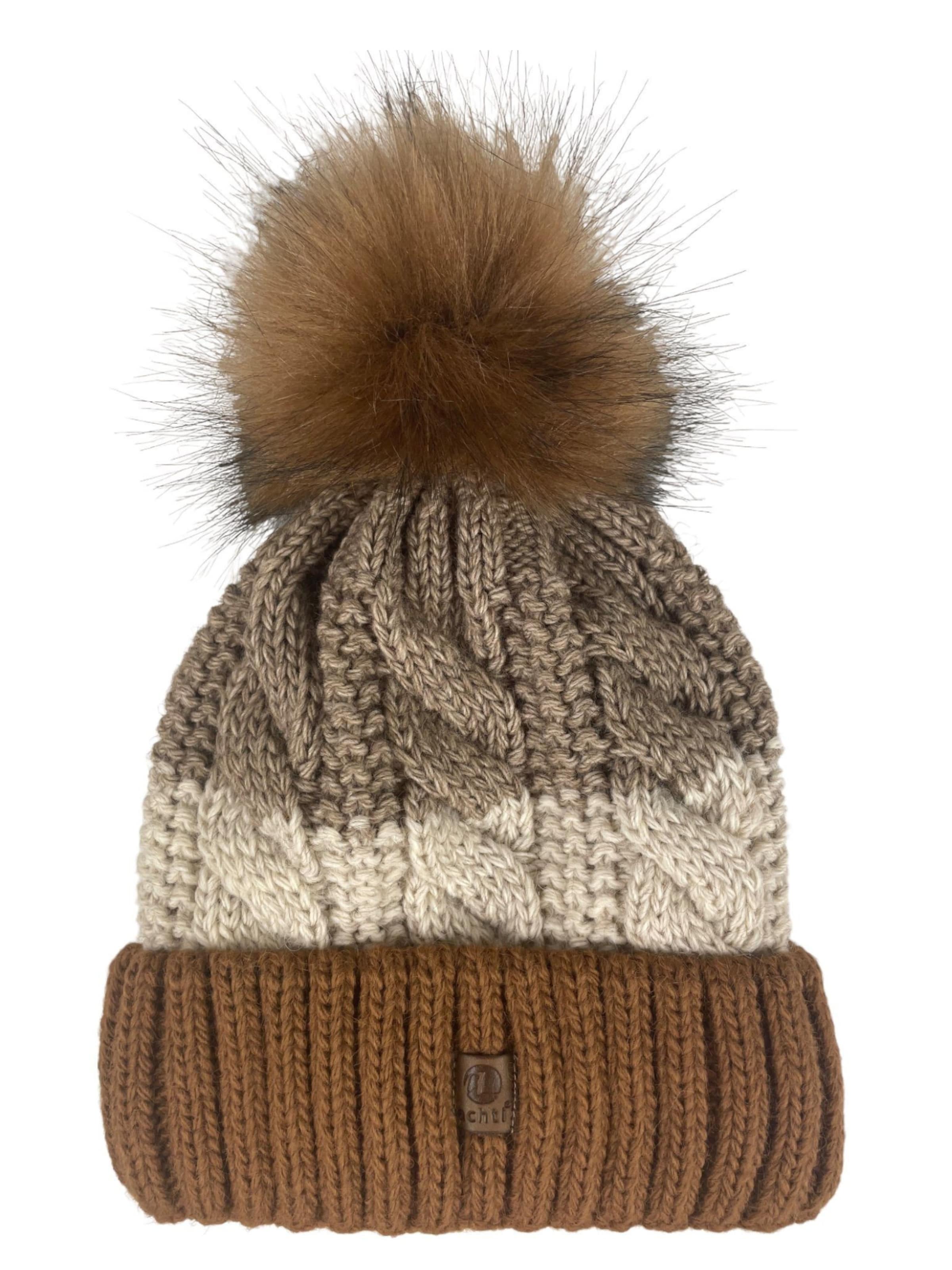 Kumixi Mütze 'Bommelmütze' in Braun: Vorderseite