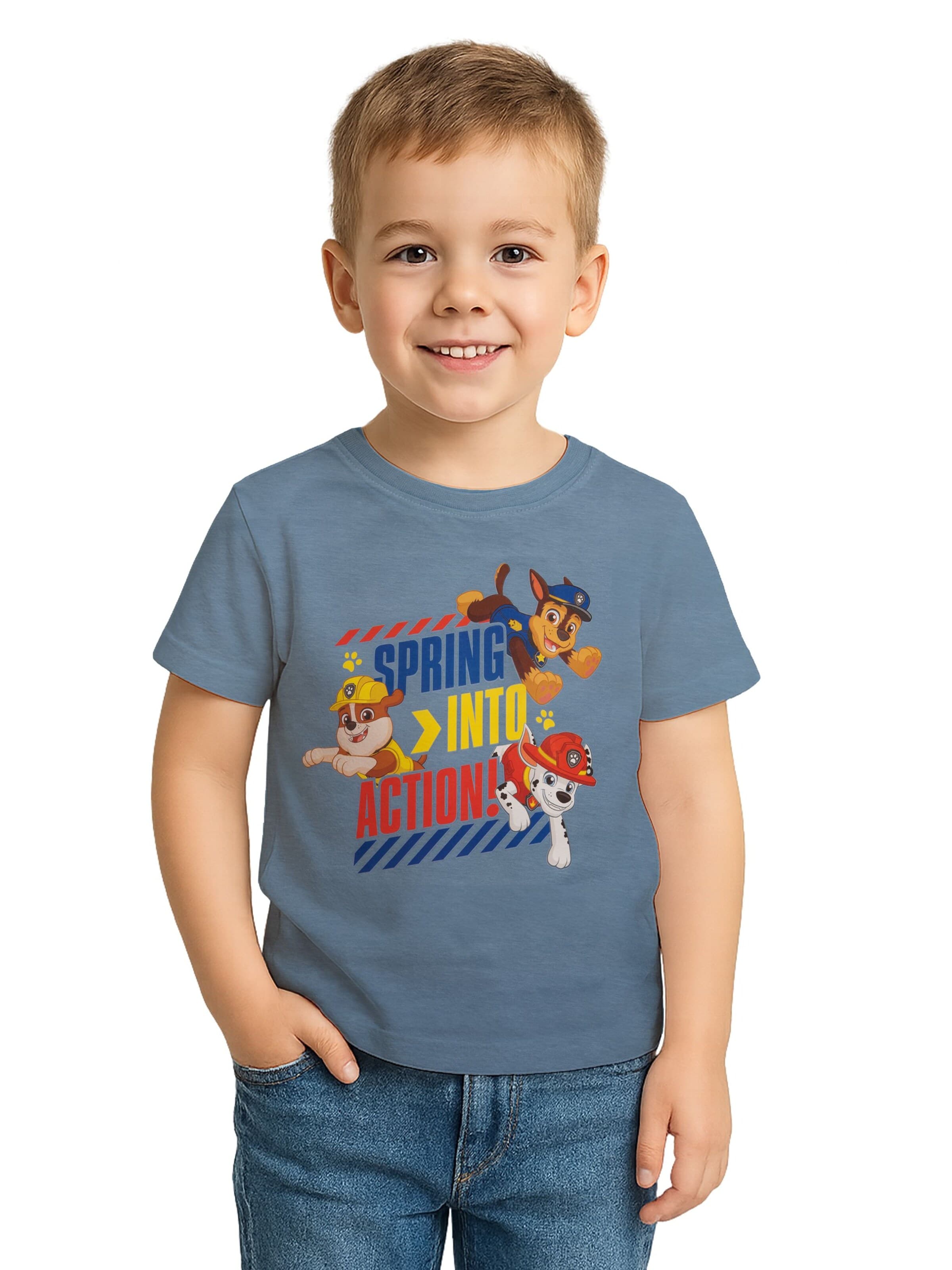 Paw Patrol Shirt 'Spring into Action'‌ in Blau: Vorderseite