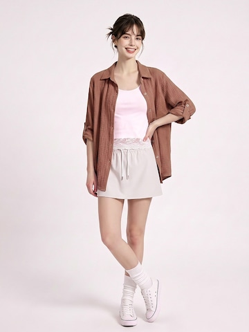 TorWeit Oversizeshirt 'Essential Cotton Shirt'‌‌‌‌ in Braun