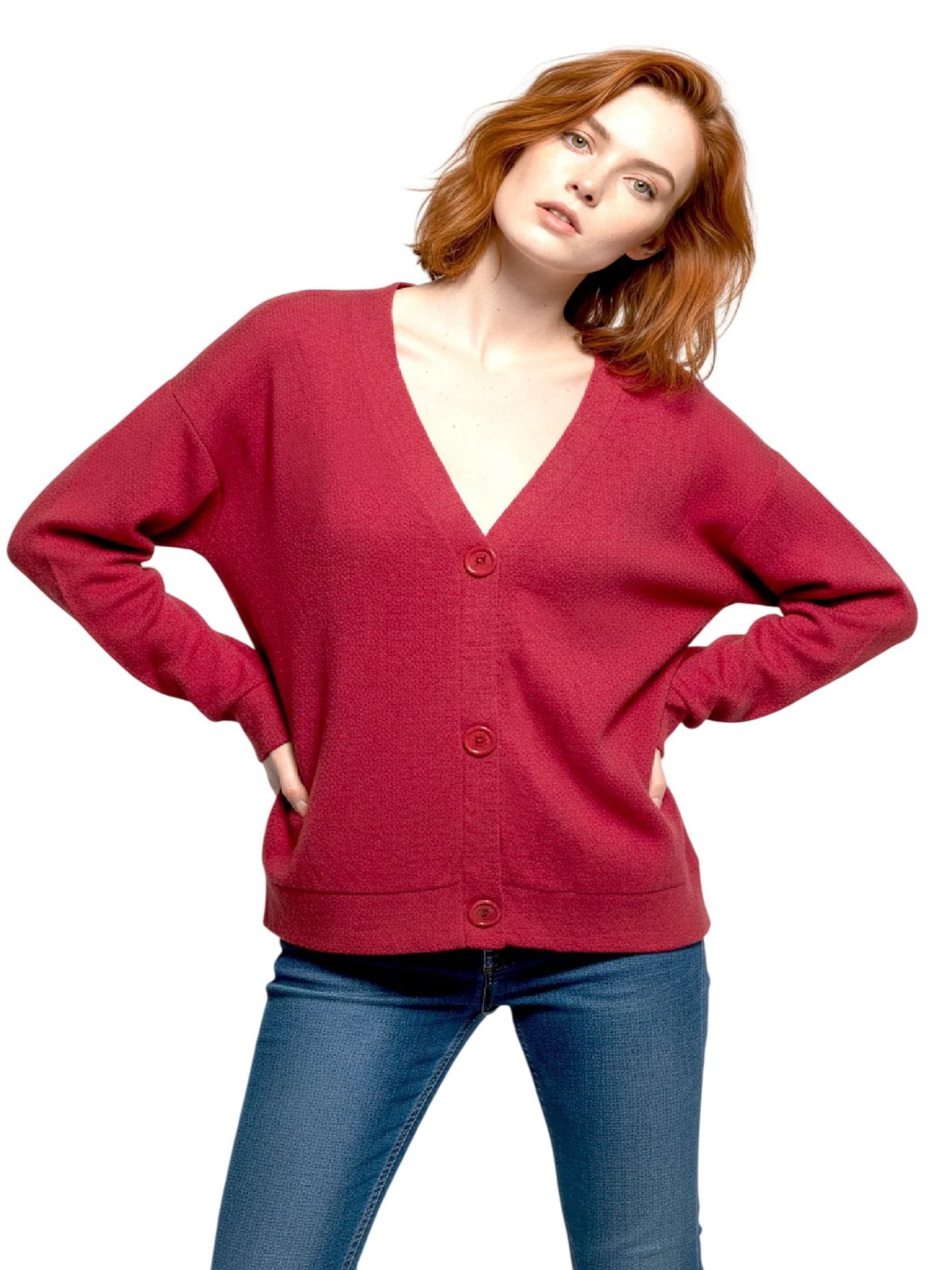 Alexa Dash Knit cardigan in Red: front