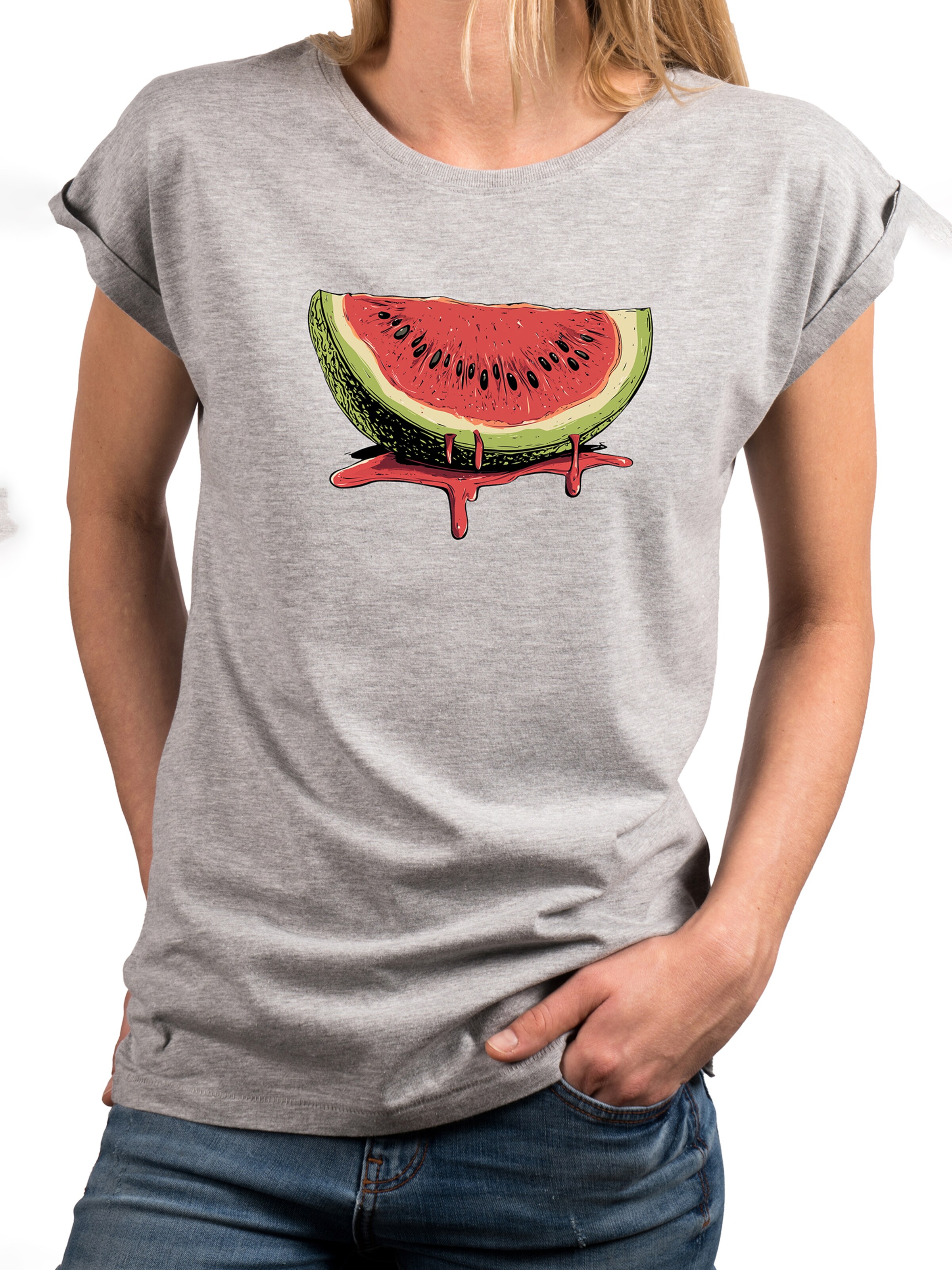 MAKAYA Shirt 'Watermelon' in Grey