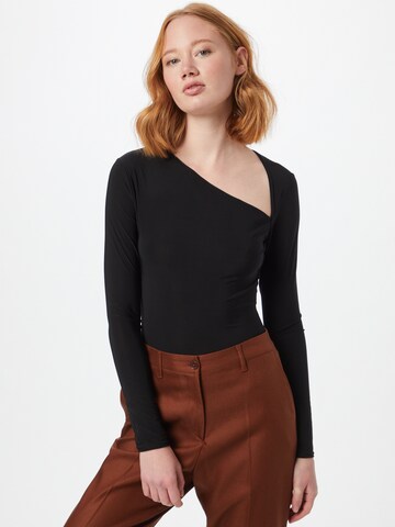 Femme Luxe Shirt body 'BETHAN' in Zwart: voorkant