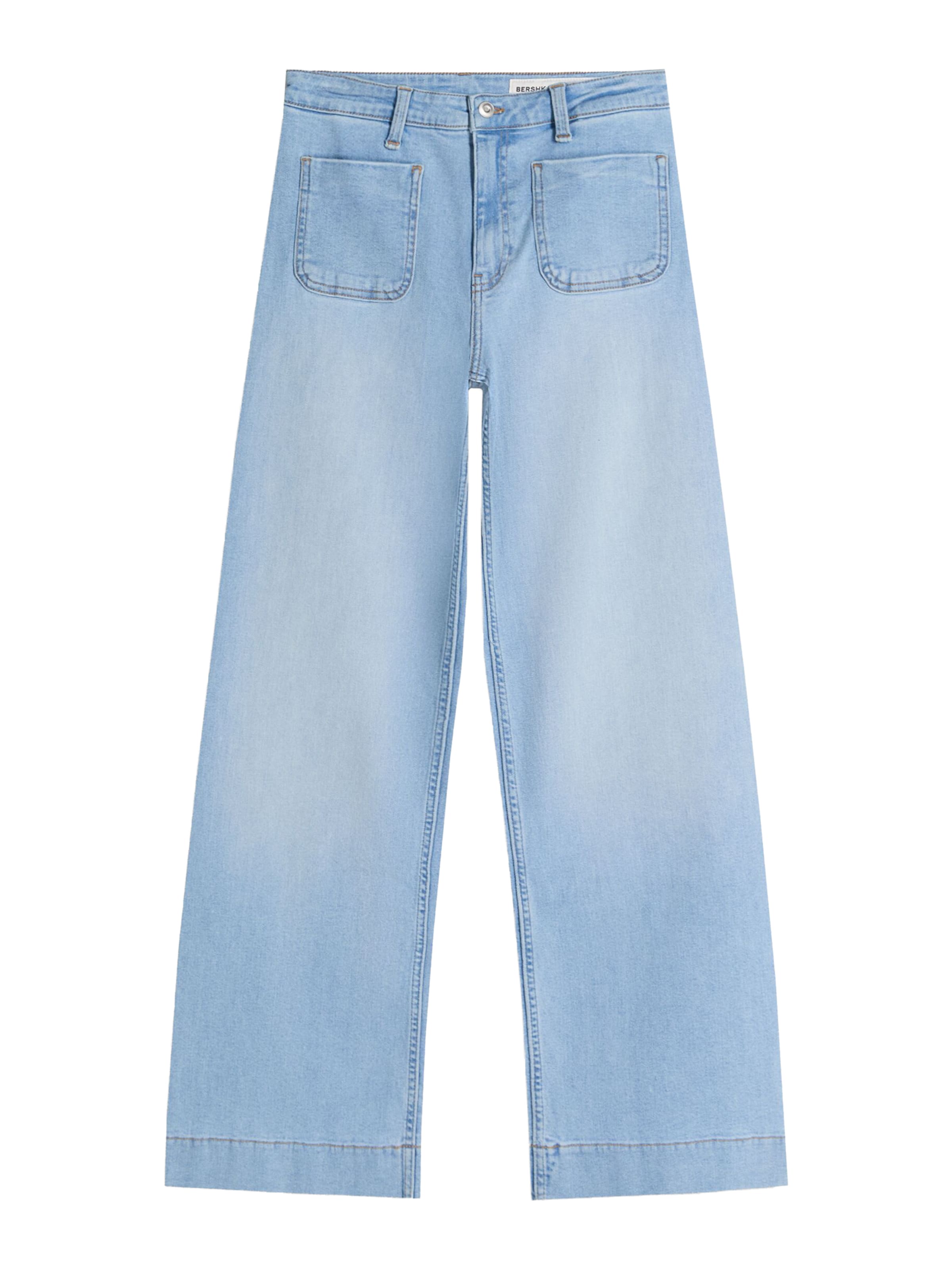 Jeans Bershka pe albastru denim, Vizualizare produs