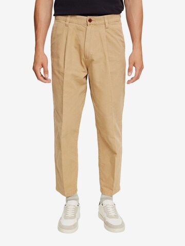 ESPRIT Loose fit Pleat-Front Pants in Beige: front