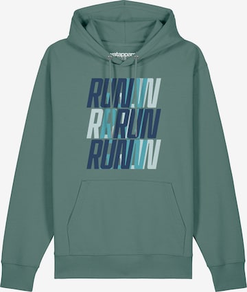 Sweat-shirt 'Run, Run, Run blue' Watapparel en vert : devant