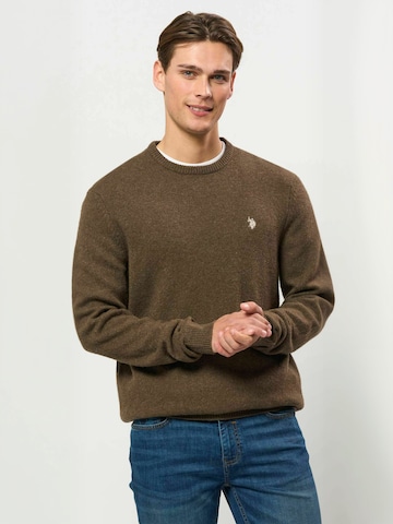 U.S. POLO ASSN. Trui ' UMKetil ' in Bruin: voorkant