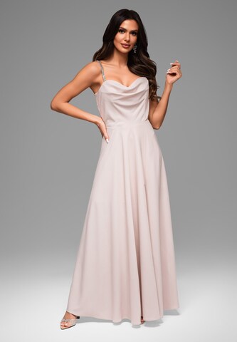 Robe de soirée Ombre en beige : devant