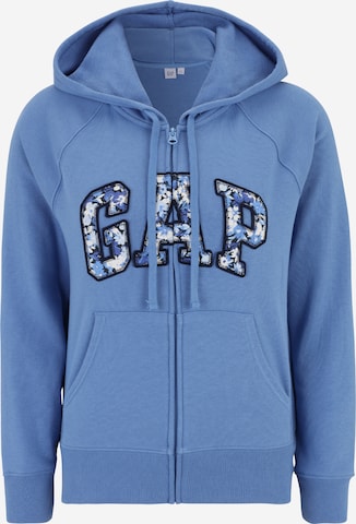 Gap Petite Zip-Up Hoodie 'HERITAGE' in Blue: front