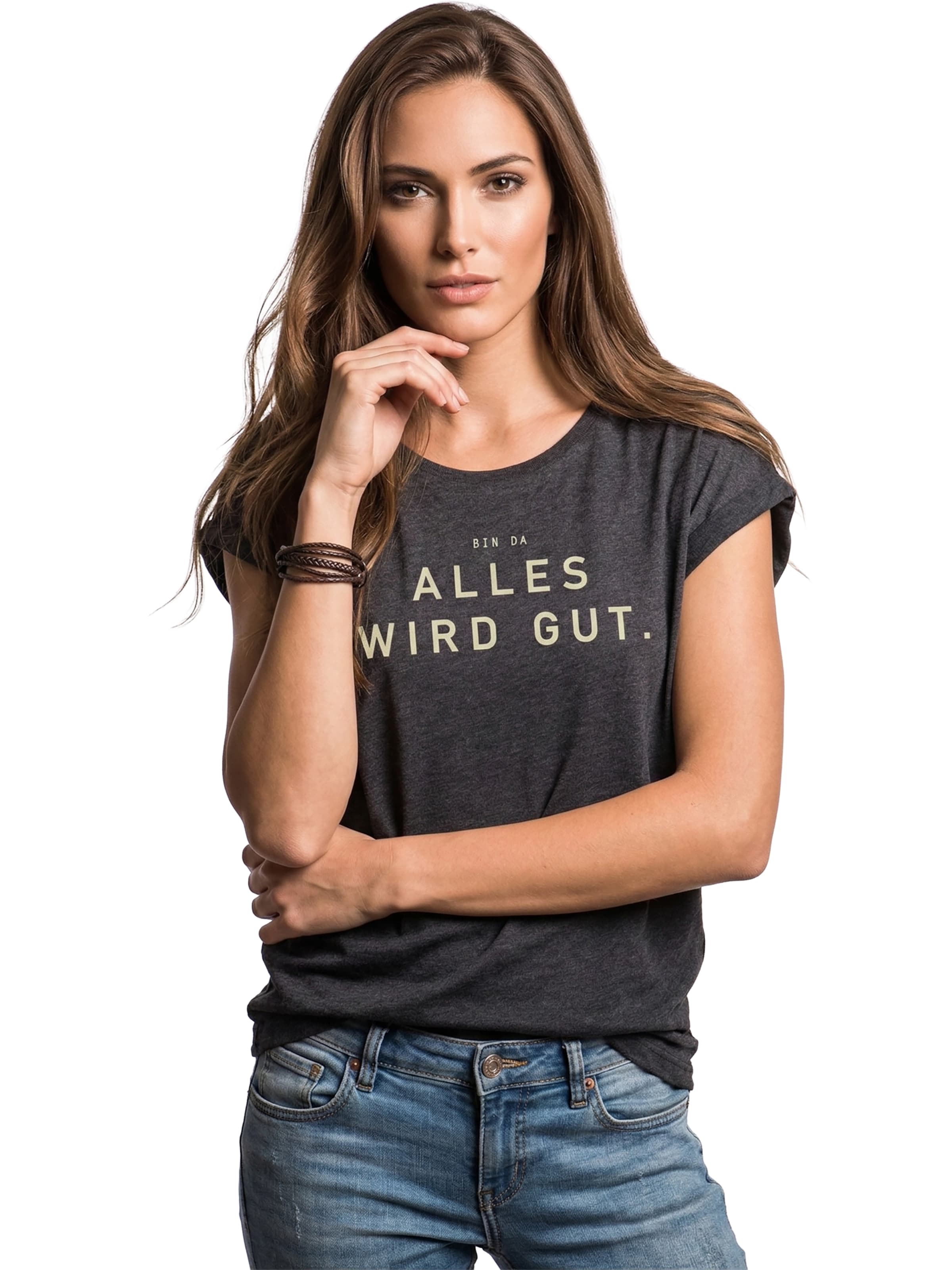 MAKAYA Shirt 'Bin da alles wird gut' in Grey