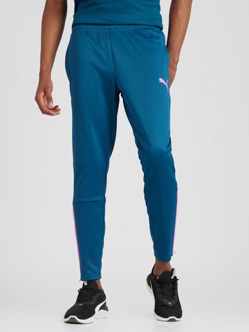 PUMA Slimfit Sportovní kalhoty 'TeamLIGA' – modrá: přední strana