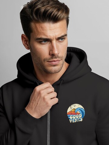 Neverless Zip-Up Hoodie 'Good Vibes' in Black