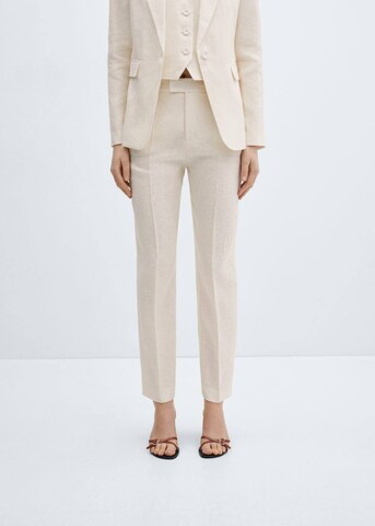 MANGO Slim fit Pleat-Front Pants 'Boreli' in Beige