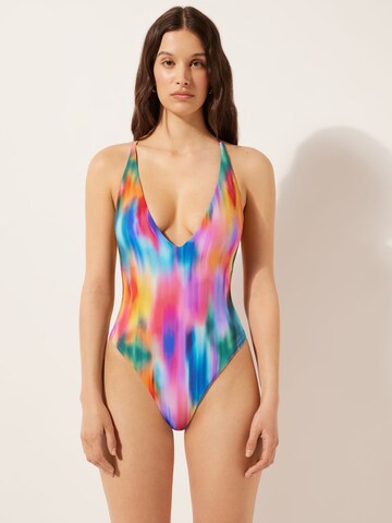 CALZEDONIA Triangle Swimsuit 'Rainbow Shades' in Mixed colors: front