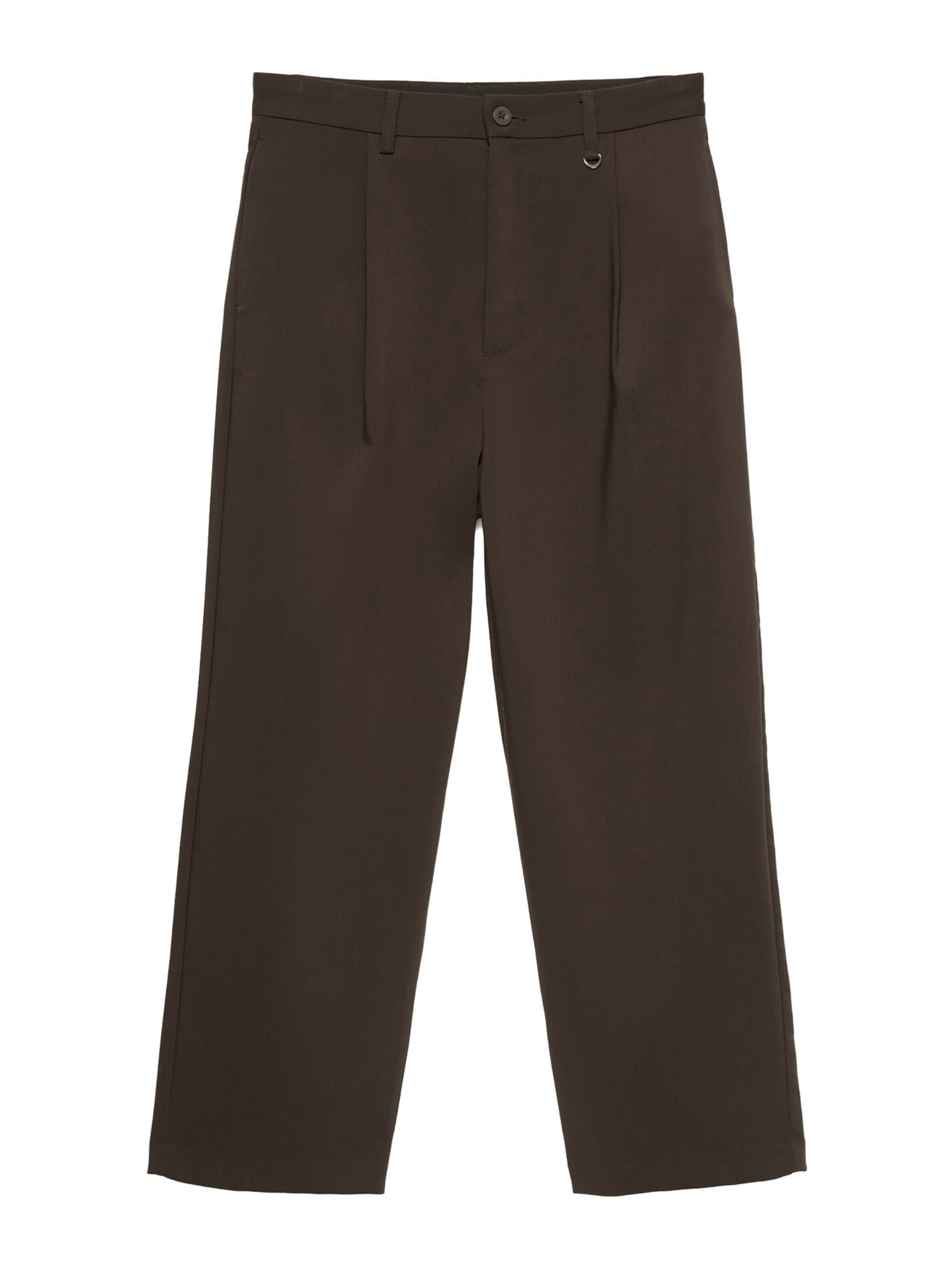 Pull&Bear Hlače z naborki | rjava barva: sprednja stran