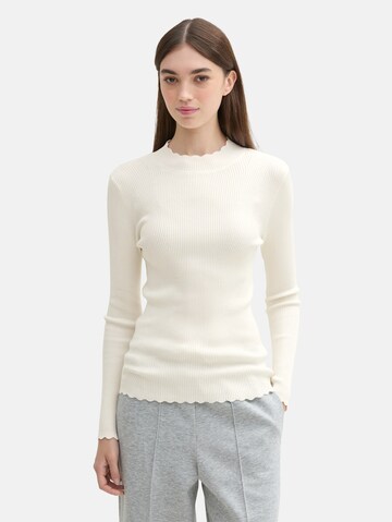 TOM TAILOR DENIM Sweater in White: front