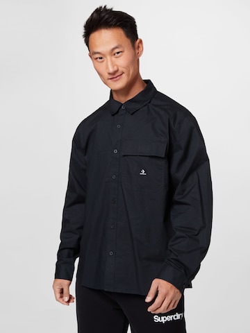 CONVERSE Comfort fit Button Up Shirt in Black: front