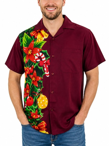 Regular fit Camicia 'Christmas Wedding' di King Kameha in rosso