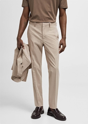 MANGO MAN Normalny krój Spodnie w kant 'Paris' w kolorze beżowy: przód