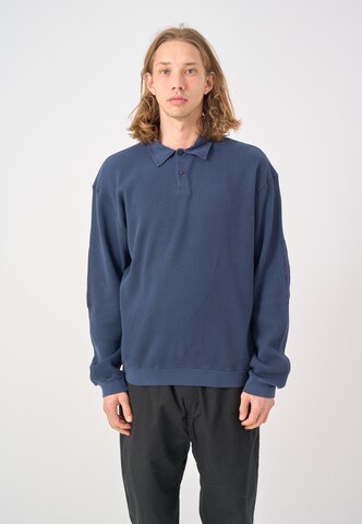 Cleptomanicx Pullover 'Thermal' in Blau: Vorderseite