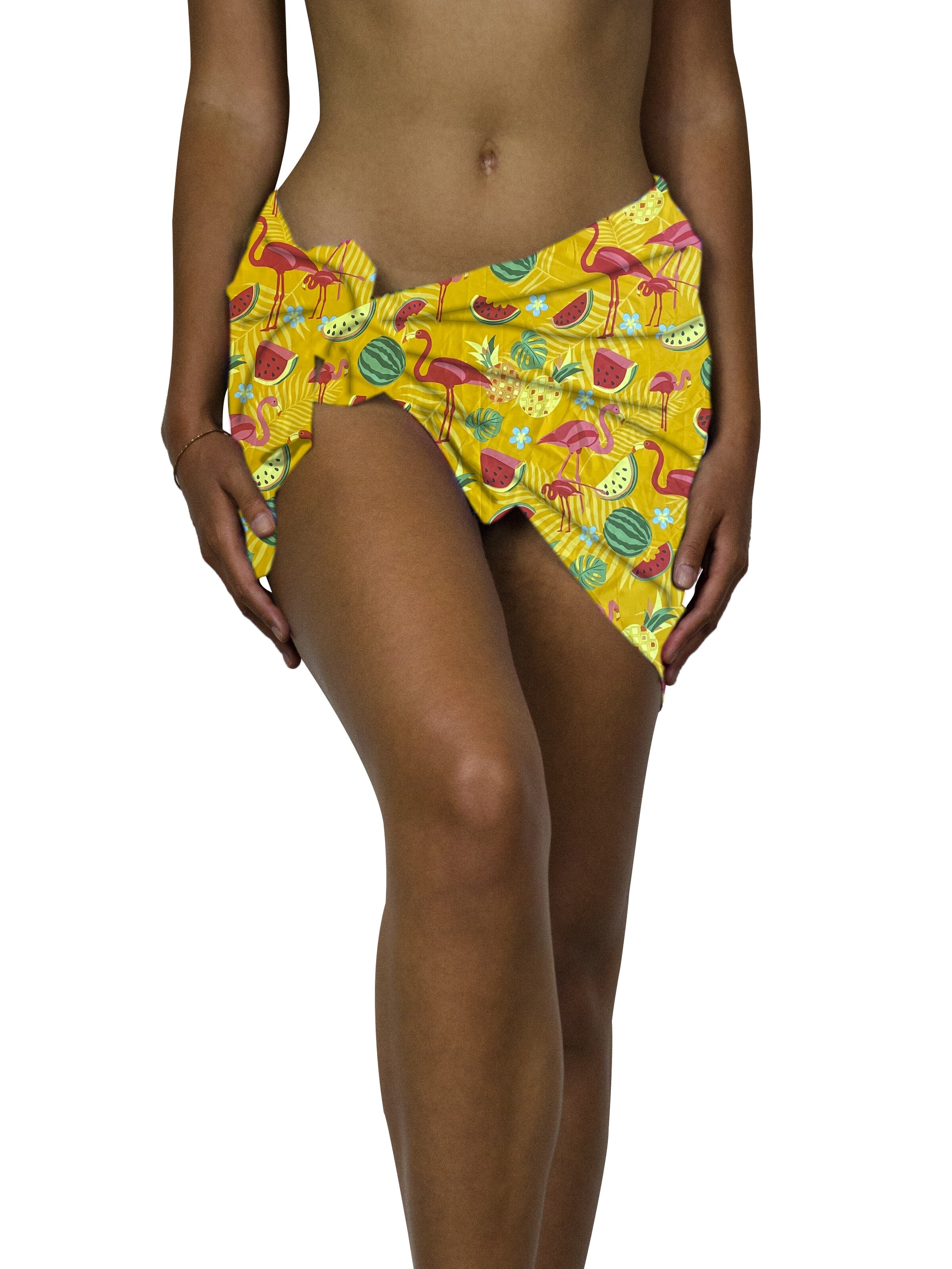 King Kameha Scarf 'Flamingo Melon' in Yellow: front