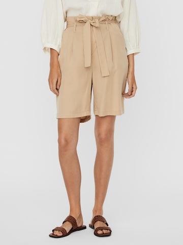 VERO MODA Loosefit Bandplooibroek 'VIVIAN ANEVE' in Beige: voorkant