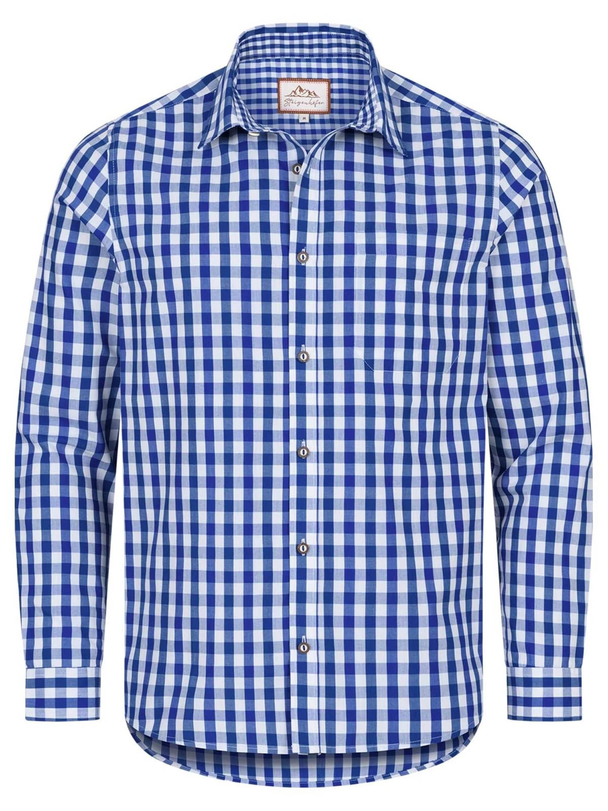 Steigenhöfer Regular fit Traditional Button Up Shirt 'Steigenhöfer Basti Trachtenhemd' in Blue: front