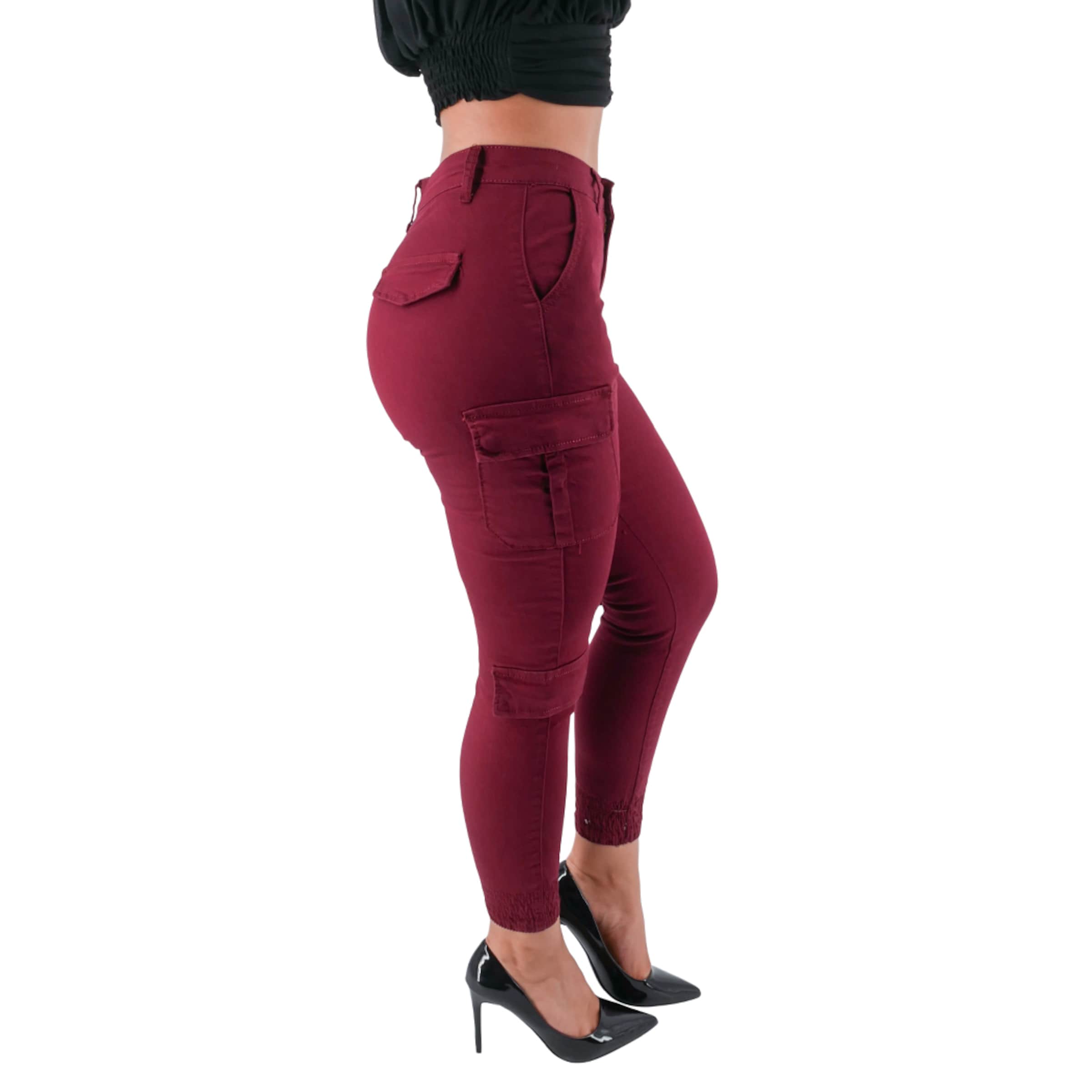 Slimfit Pantaloni cargo di Elara in rosso