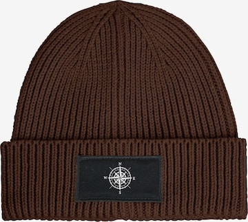 Neverless Beanie 'Kompass' in Brown: front