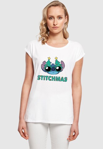 ABSOLUTE CULT Shirt 'Lilo And Stitch - Stitchmas Glasses' in Wit: voorkant