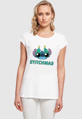ABSOLUTE CULT Shirt 'Lilo And Stitch - Stitchmas Glasses' in Wit: voorkant