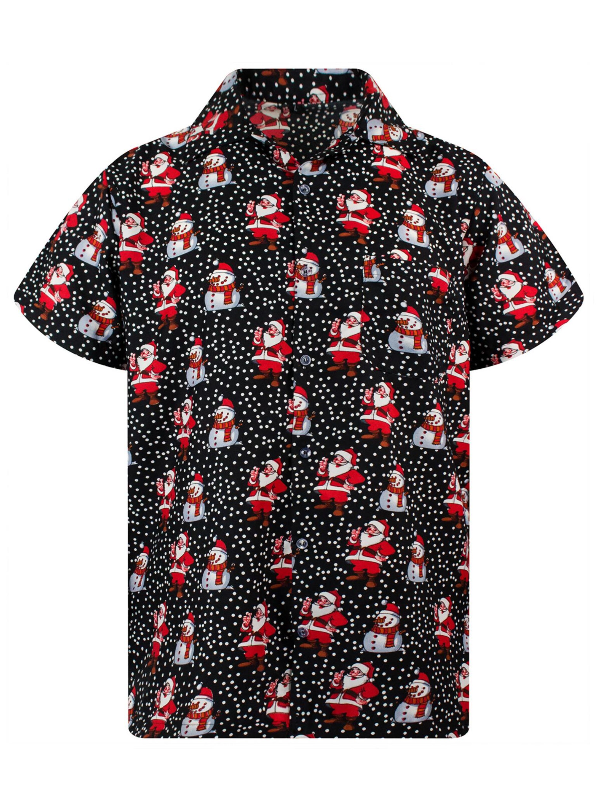 King Kameha Regular Fit Hemd 'Christmas Santa Likes'‌‌‌‌‌‌ in Schwarz: Vorderseite