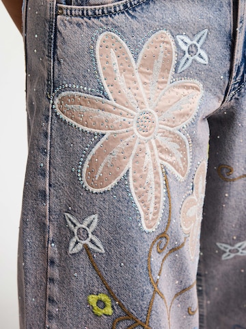 IT'S BASIC Wide leg Jeans 'RHINESTONE PALAZZO MID RISE JEANS' in Blue