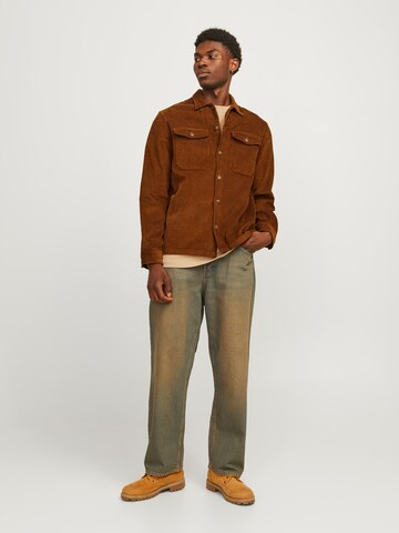 JACK & JONES Regular fit Button Up Shirt 'JJEEddie' in Brown