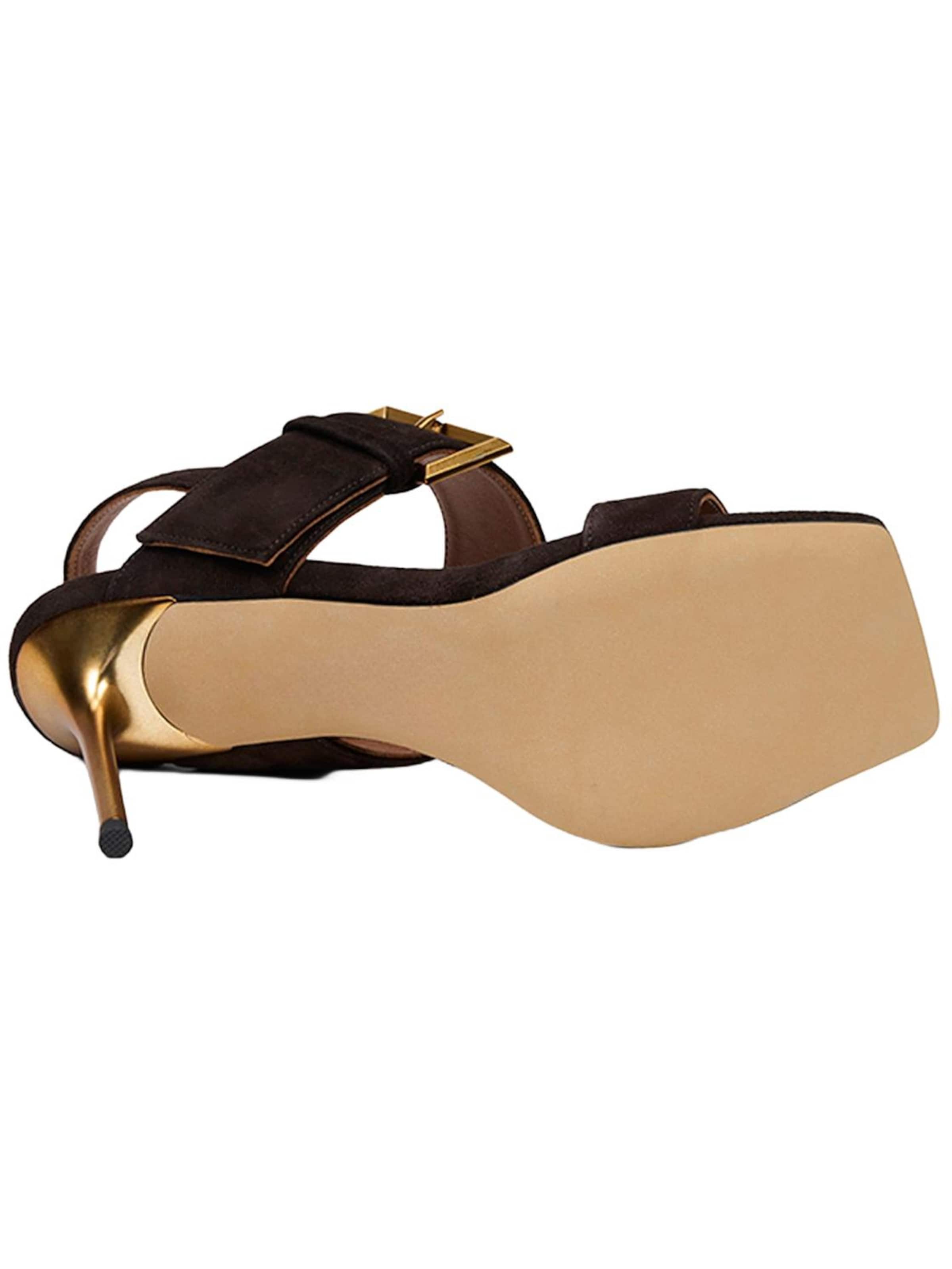 Desa Strap sandal 'DESA Damen-Abendsandalen aus Wildleder mit Schnallendetail' in Brown