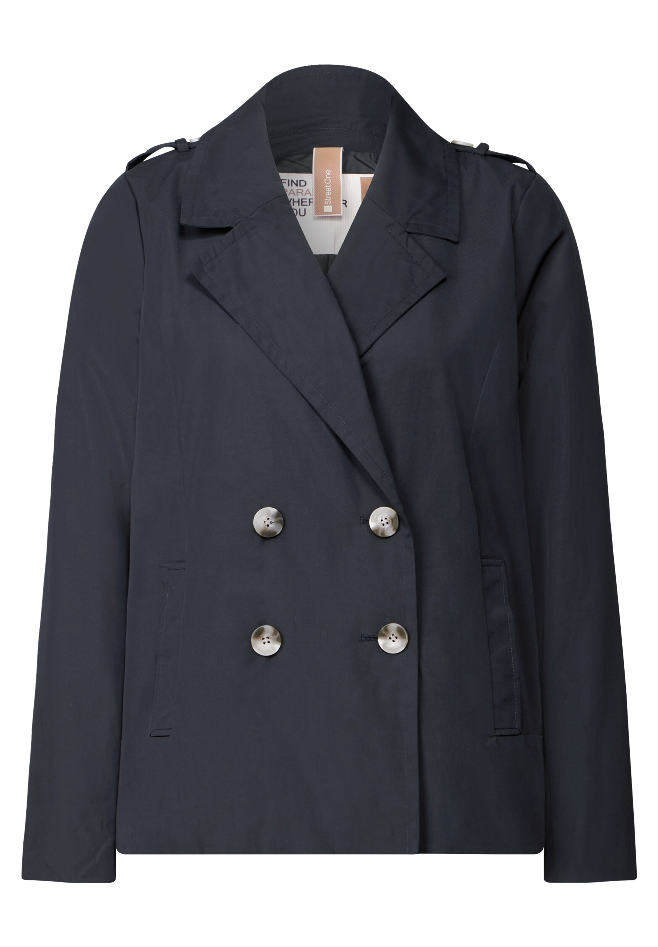STREET ONE Doppelreihiger Trenchcoat in Blau: Vorderseite