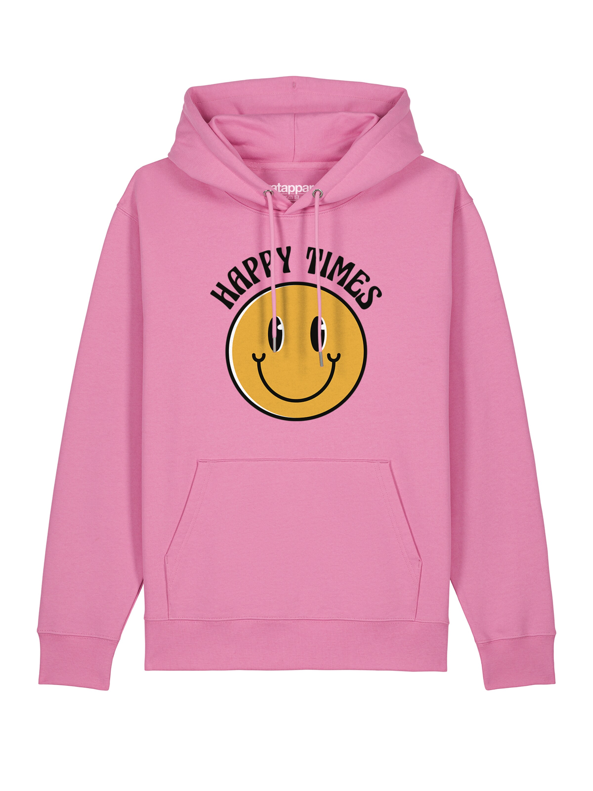 Watapparel Sweatshirt ' Happy times smiley emoji ' in Roze: voorkant