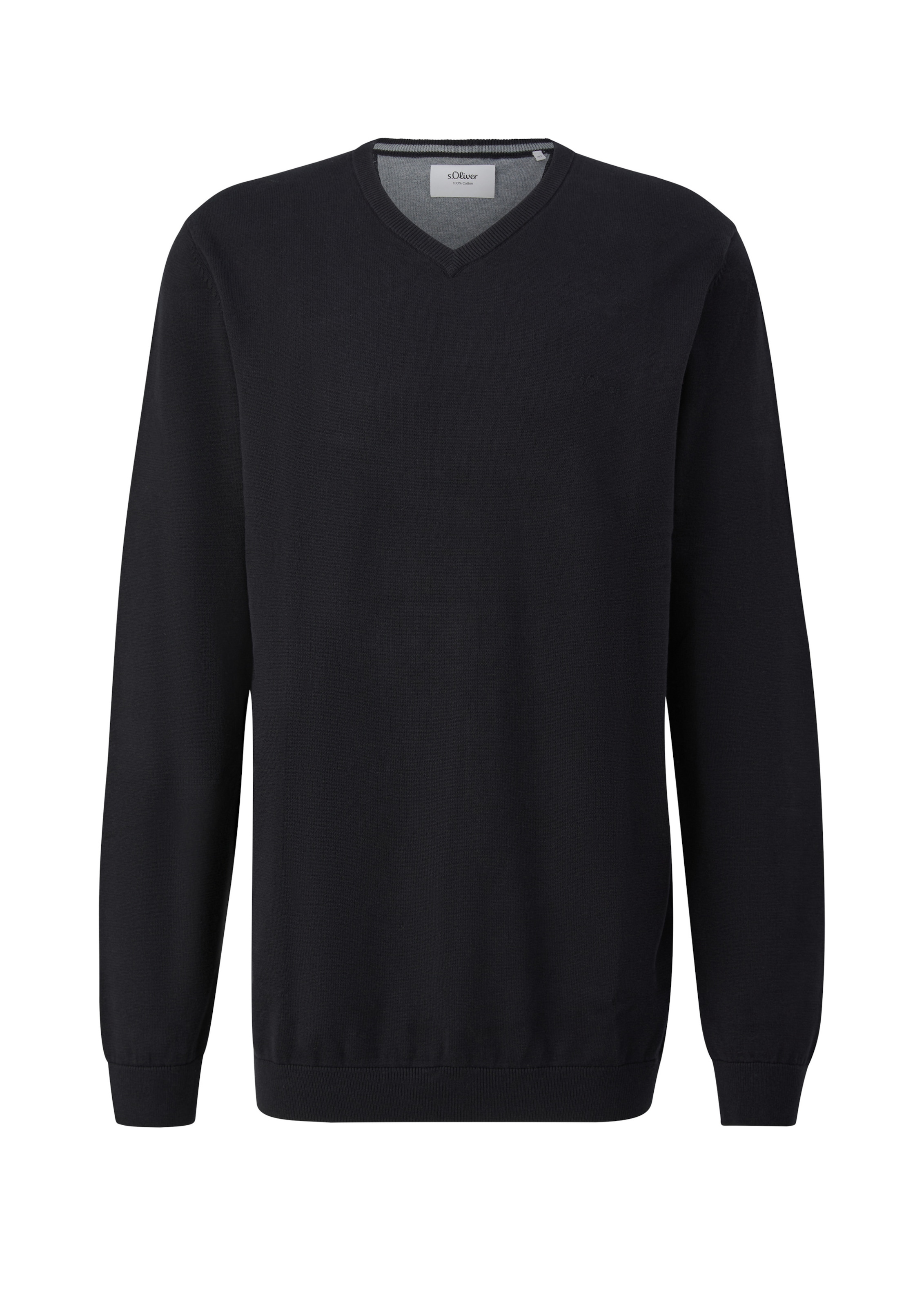 s.Oliver Men Big Sizes Pullover in Schwarz: Vorderseite